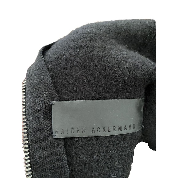 Haider‎ Ackermann Men’s Black Wool Half Zip Ribbed Sweater Cowl Collar Sz Large - Picture 5 of 5